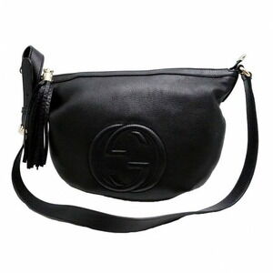 Gucci Soho Shoulder Bag Fringe Black Calfskin